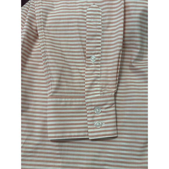 Garnet Hill Essential Cotton Shirt Women's 12 Long Sleeve Button Up Striped Pink - Picture 7 of 9